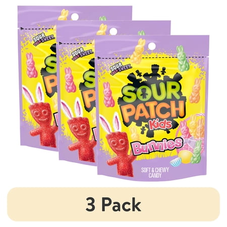 (3 pack) SOUR PATCH KIDS Bunnies Soft & Chewy Easter Candy, 10 oz