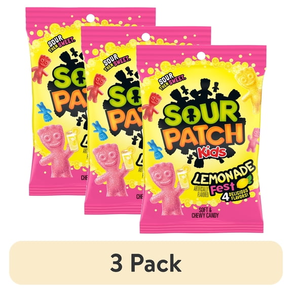 (3 pack) SOUR PATCH KIDS Lemonade Fest Soft & Chewy Candy, 8.02 oz