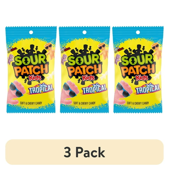 (3 pack) SOUR PATCH KIDS Tropical Soft & Chewy Gummy Candy, 8 oz