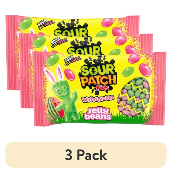 (3 pack) SOUR PATCH KIDS Watermelon Jelly Beans, Easter Candy, 10 oz