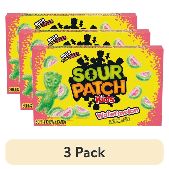 (3 pack) SOUR PATCH KIDS Watermelon Soft & Chewy Candy, 3.5 oz
