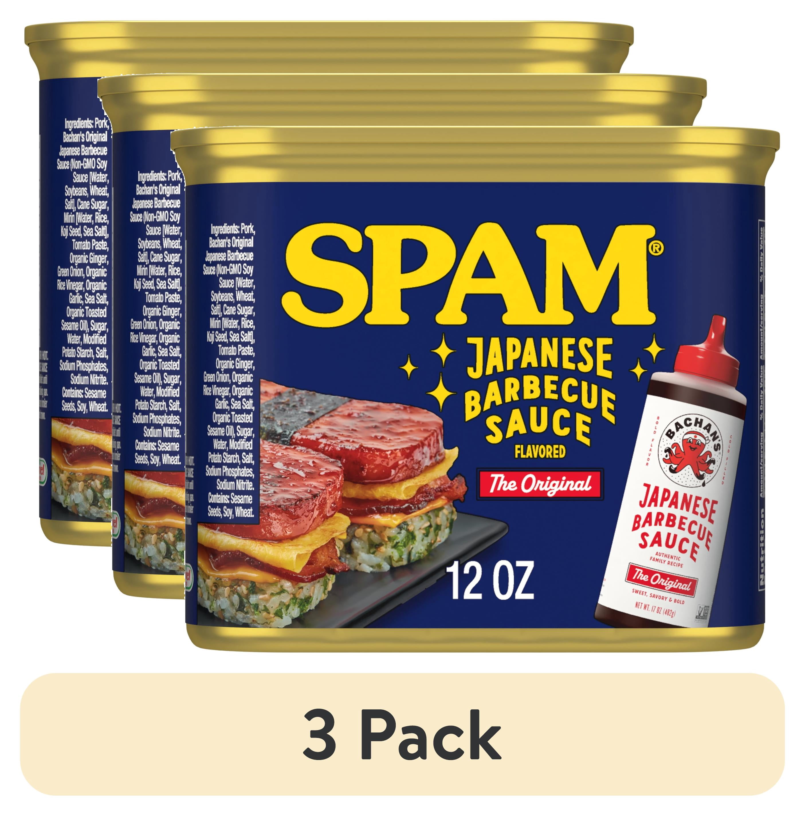 (3 pack) SPAM BACHAN'S Japanese BBQ Sauce Flavored, 12 oz Can
