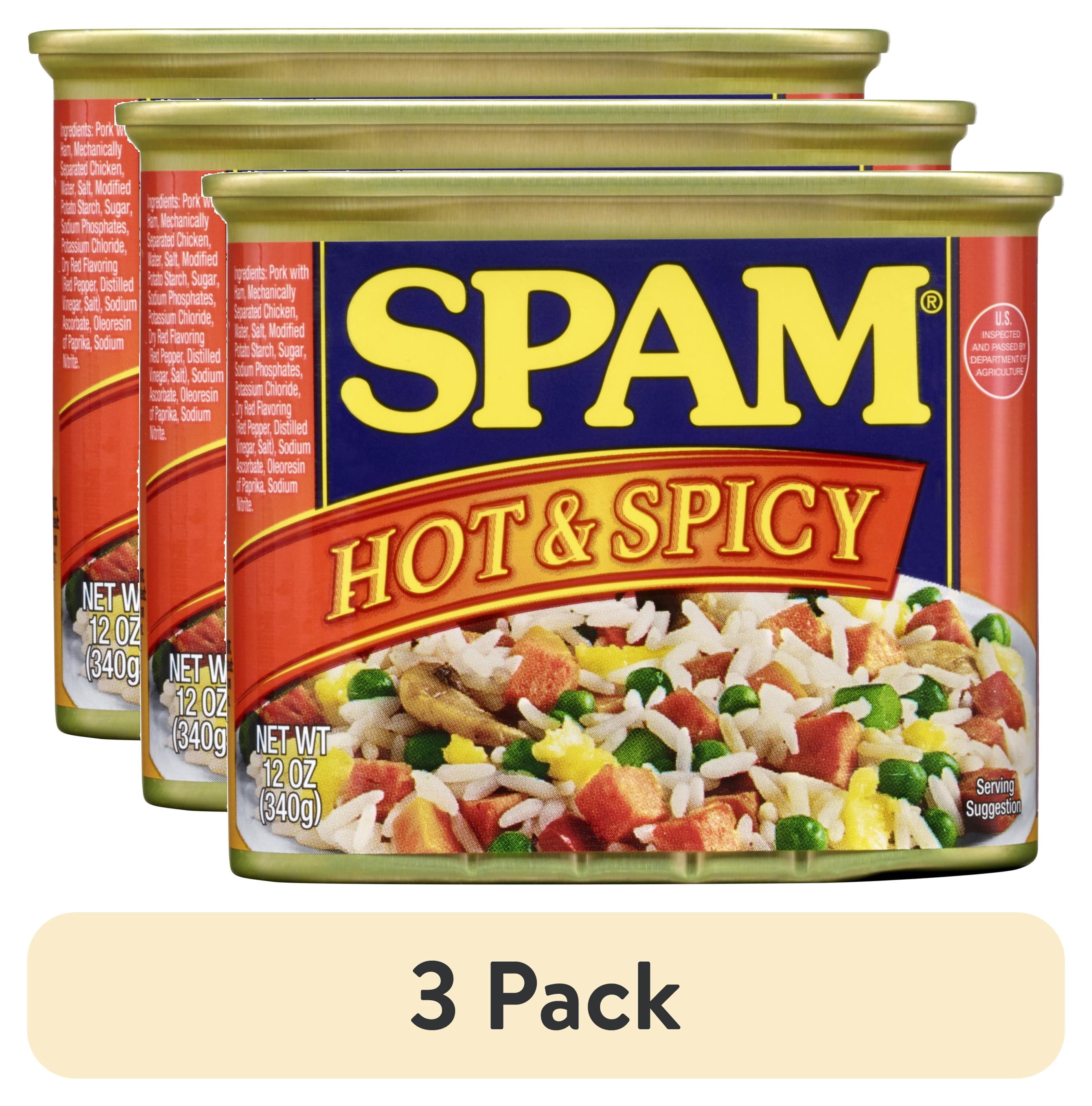(3 pack) SPAM Hot and Spicy, 7 G of Protein per Serving, 12 oz Aluminum Can