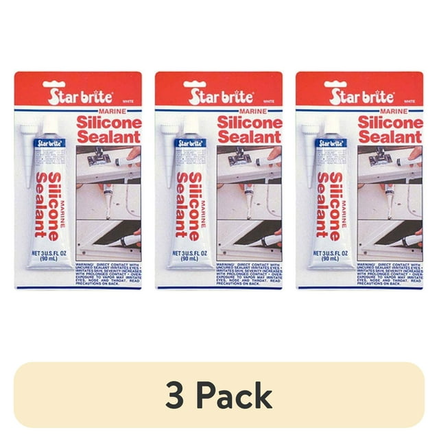 (3 pack) STAR BRITE Marine Silicone Sealant - Clear 2.8 Oz - Waterproof ...