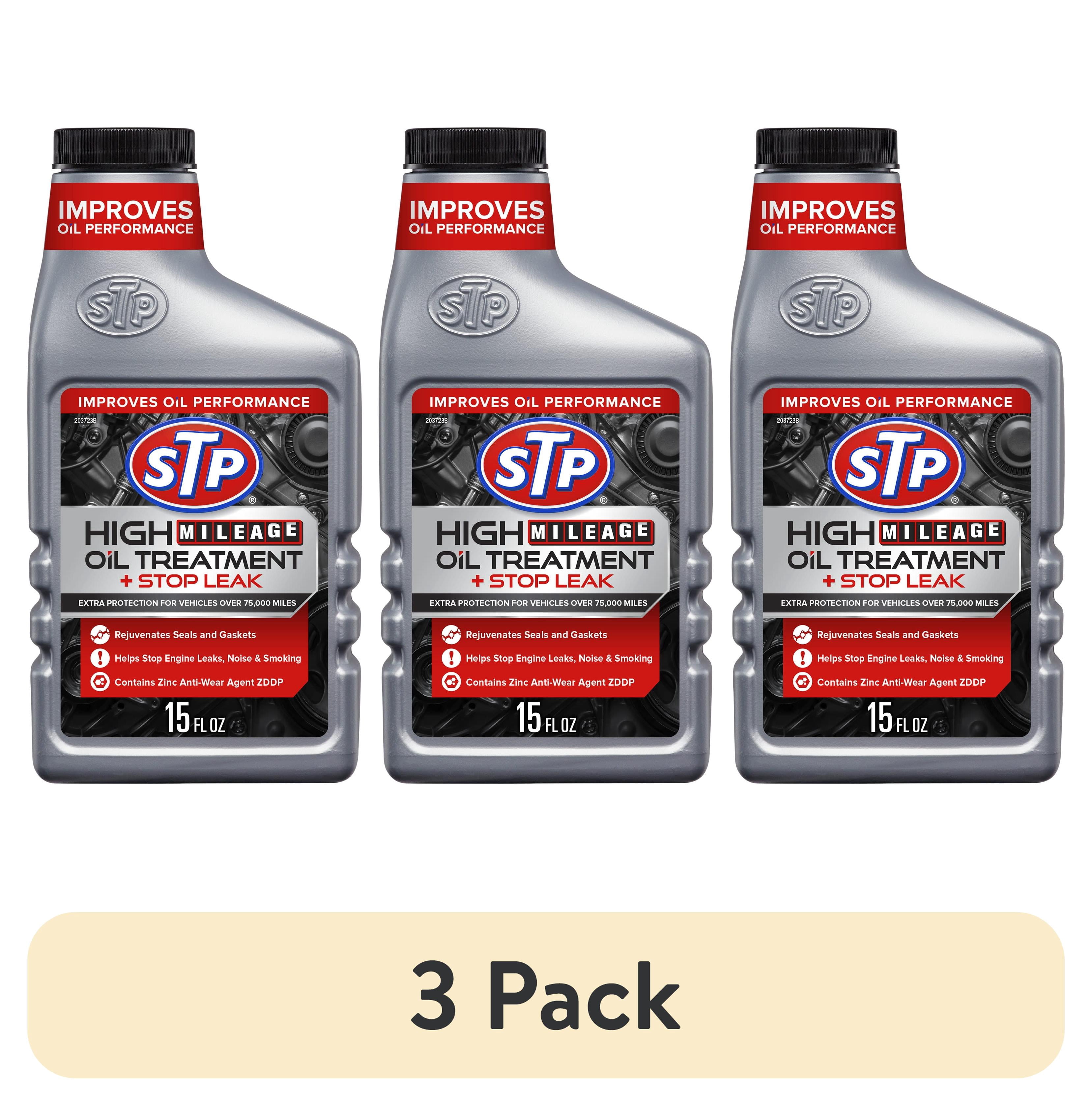 (3 pack) STP High Mileage Oil Treatment and Stop Leak Additive, 15 fl oz