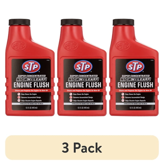 (3 pack) STP Super Concentrated High Mileage Engine Flush (15 fl. oz.)