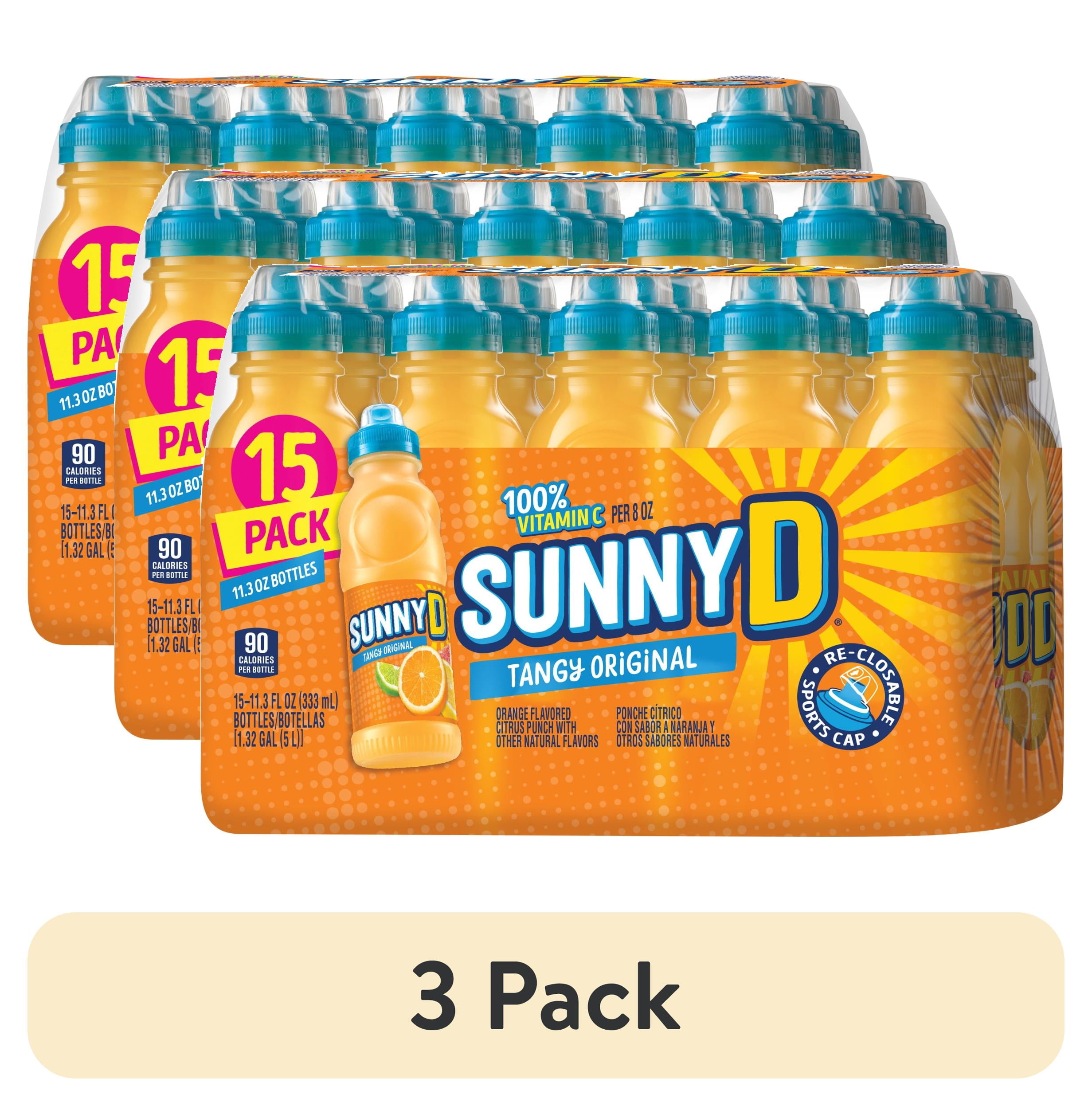 (3 pack) SUNNYD Tangy Original Shelf Stable Orange Juice Drink, 15 Count, 11.3 fl oz Bottles