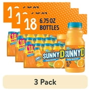 (3 pack) SUNNYD Tangy Original Shelf Stable Orange Juice Drink, 18 Count, 6.75 fl oz Bottles