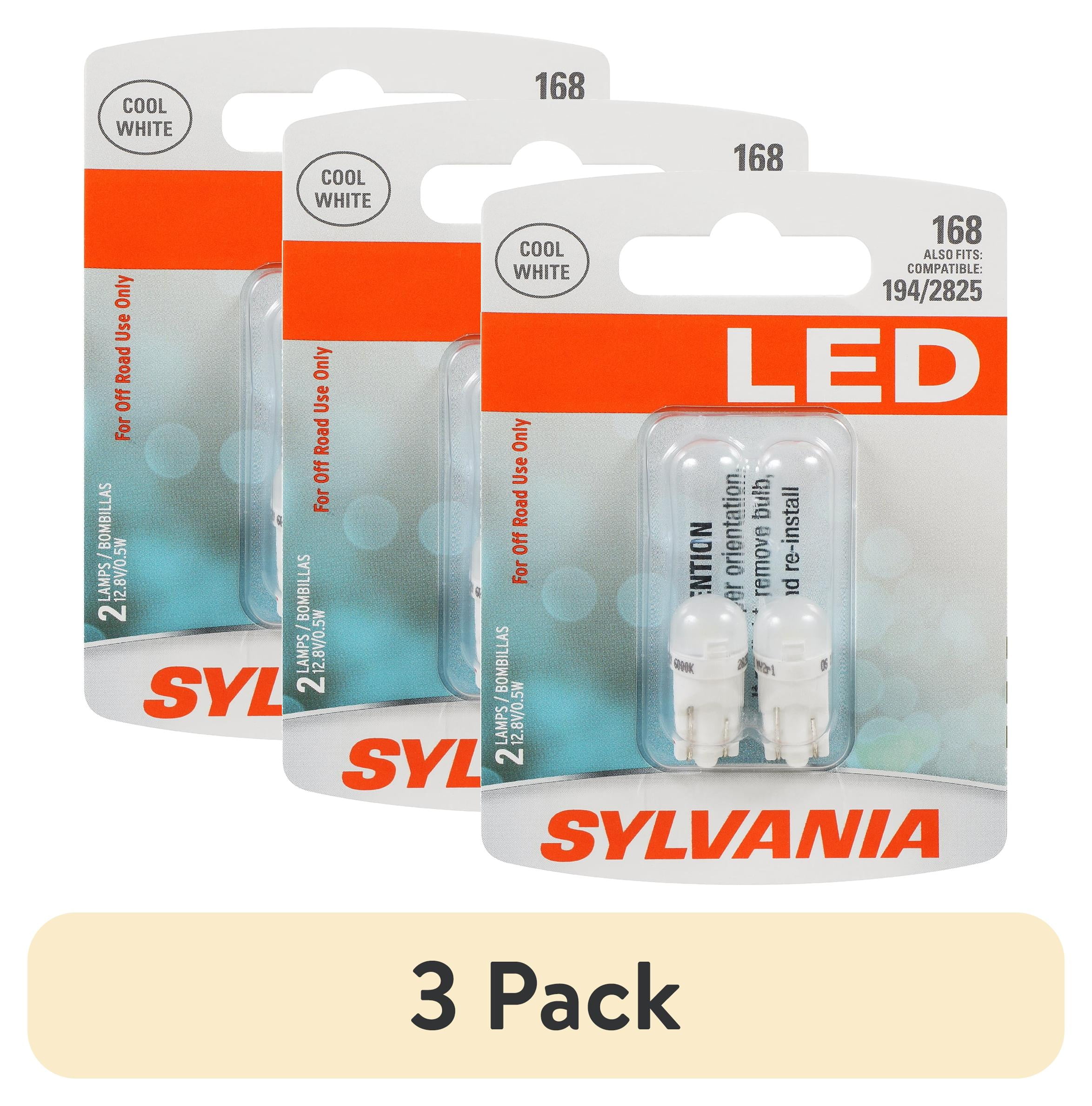 (3 pack) Sylvania 168 WHITE SYL LED Mini Bulb, 2 Pack, Compatible with Multiple Cars