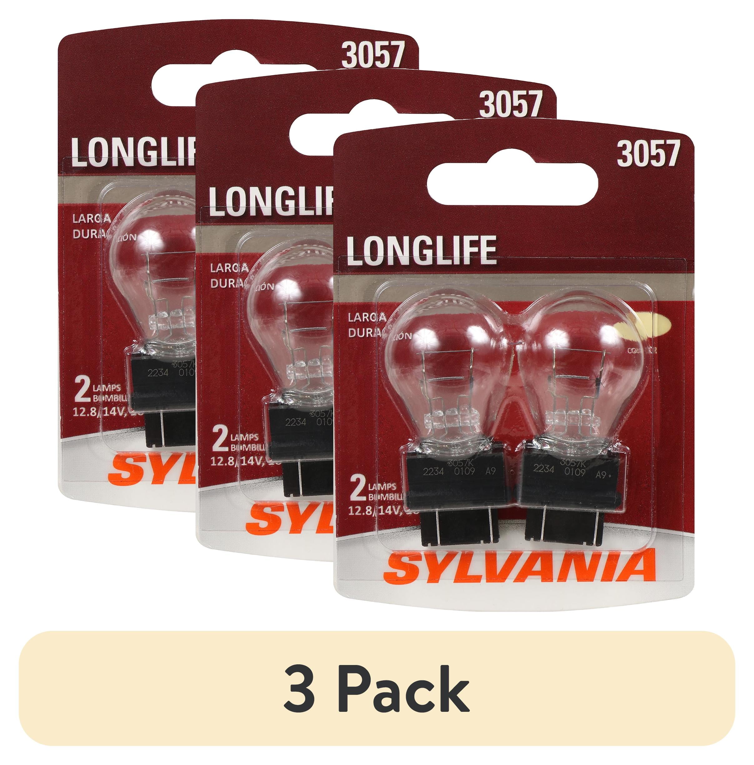 (3 pack) Sylvania 3057 Long Life Mini Bulb, 2 Pack, Compatible with Multiple Cars