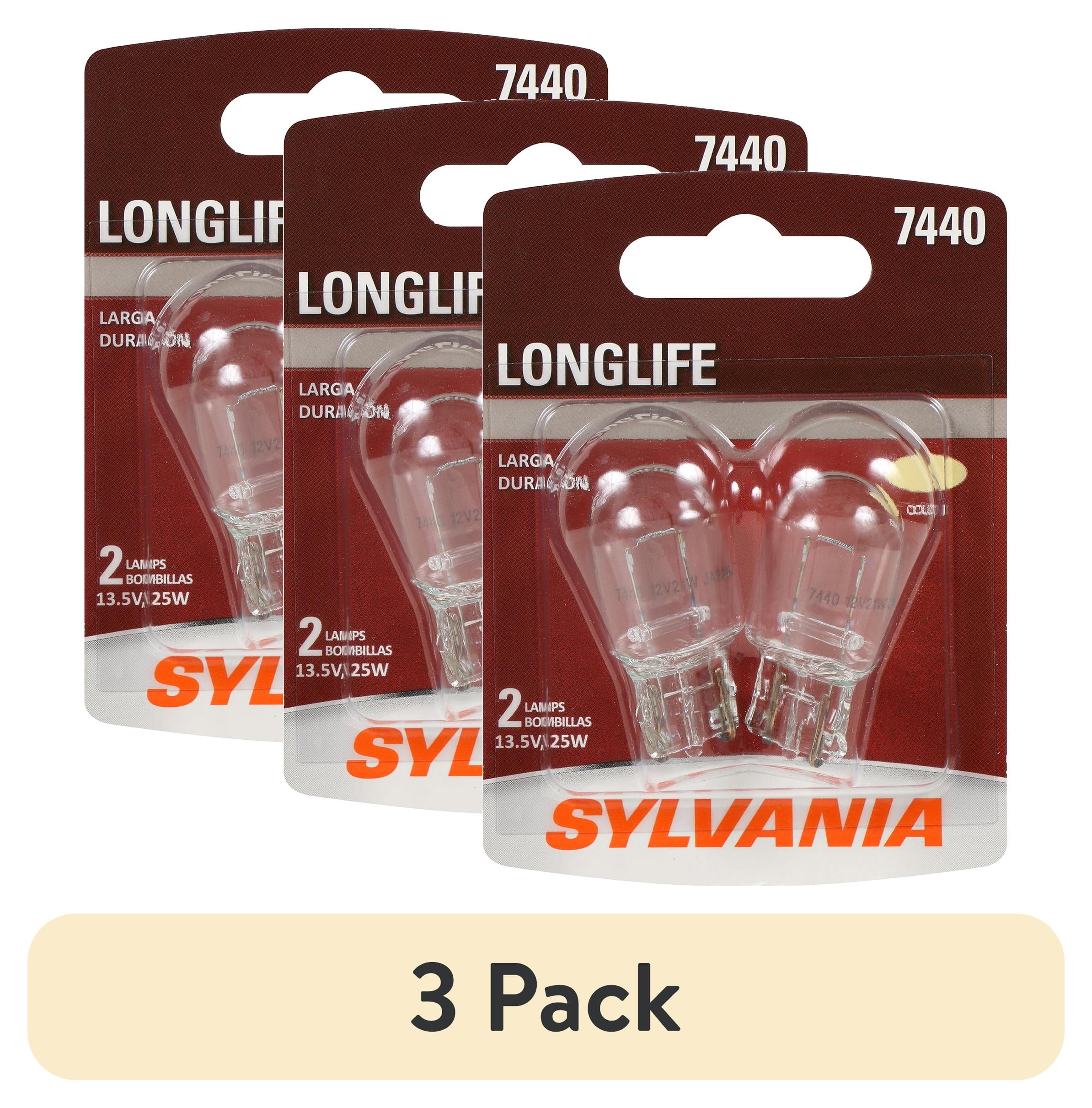 (3 pack) Sylvania 7440 Long Life Mini Bulb, 2 Pack, Compatible with Multiple Cars