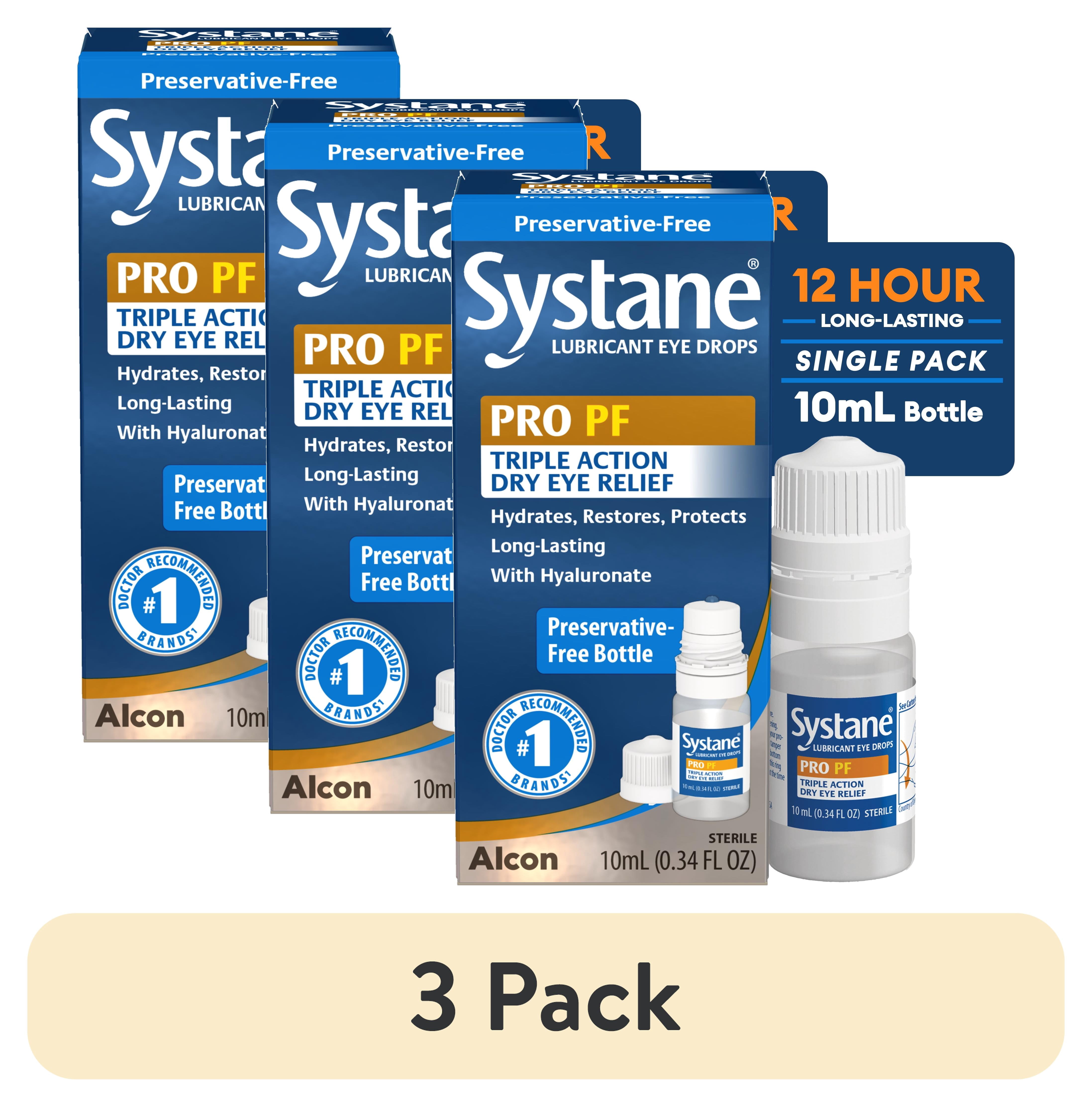 (3 pack) Systane PRO Preservative Free Eye Lubricant Drops for Dry Eyes, Hydrate, Restore & Protect, 10 mL