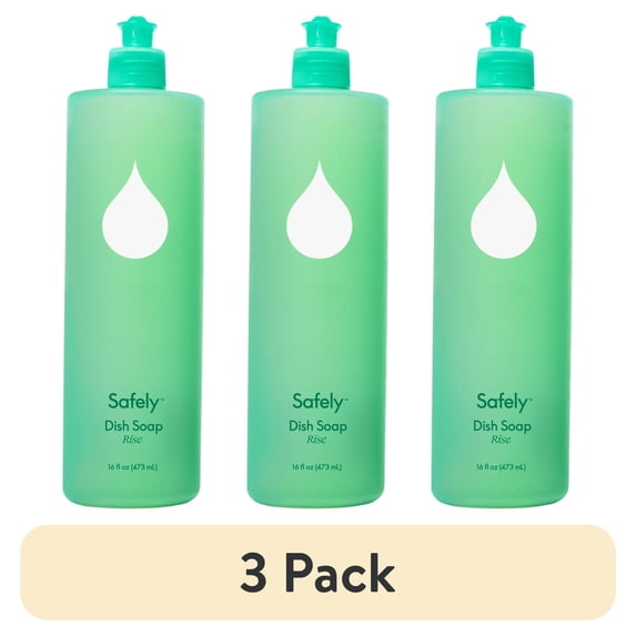 (3 pack) Safely Biodegradable Dish Soap, Rise Scent, 16 fl oz