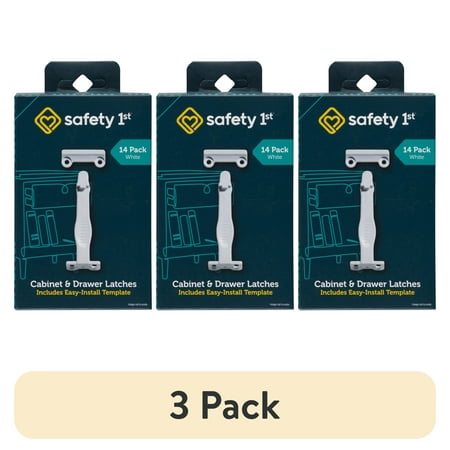 (3 pack) Safety 1st Cabinet & Drawer Latch (14pk), White, Toddler