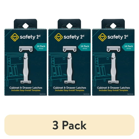 (3 pack) Safety 1st Cabinet & Drawer Latch (14pk), White, Toddler