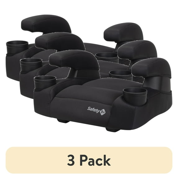(3 pack) Safety 1st Comfort Ride Lite Booster Car Seat, Pure Black, Toddler, Unisex