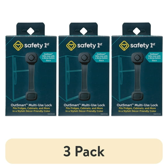 (3 pack) Safety 1st OutSmart Multi-Use Lock, Black, Toddler
