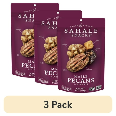 (3 pack) Sahale Snacks Maple Pecans Glazed Mix, Gluten-Free Snack, 4-Ounce Bag – Non-GMO Project Verified Nut Blend