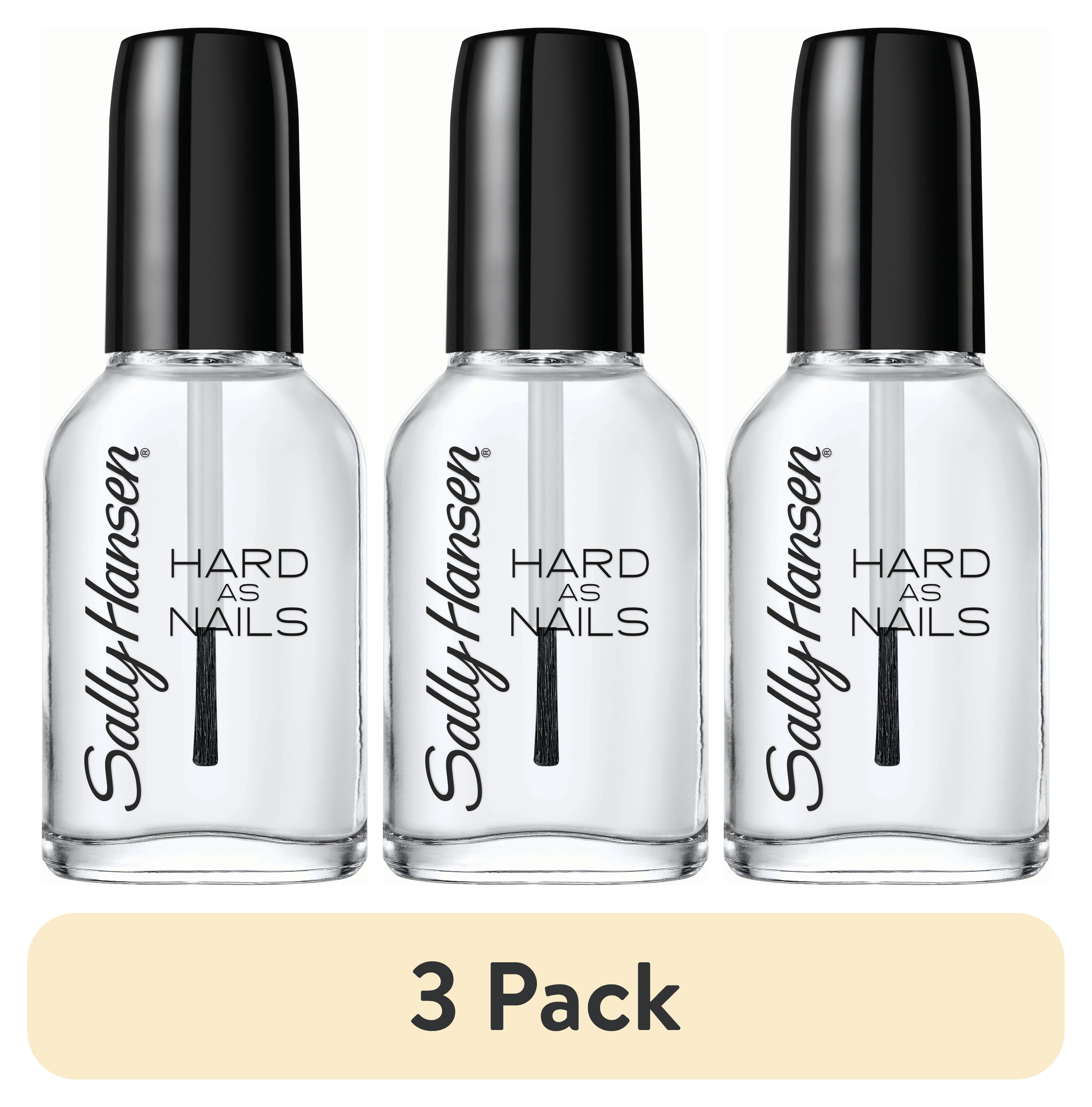 (3 pack) Sally Hansen Hard as Nails Nail Polish, Crystal Clear, 0.45 oz, No Chipping or Splitting