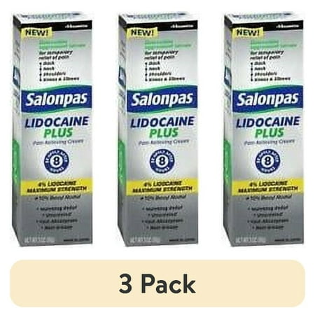 (3 pack) Salonpas Lidocaine Pain Relieving Roll-On, 4% Lidocaine, 3 OZ