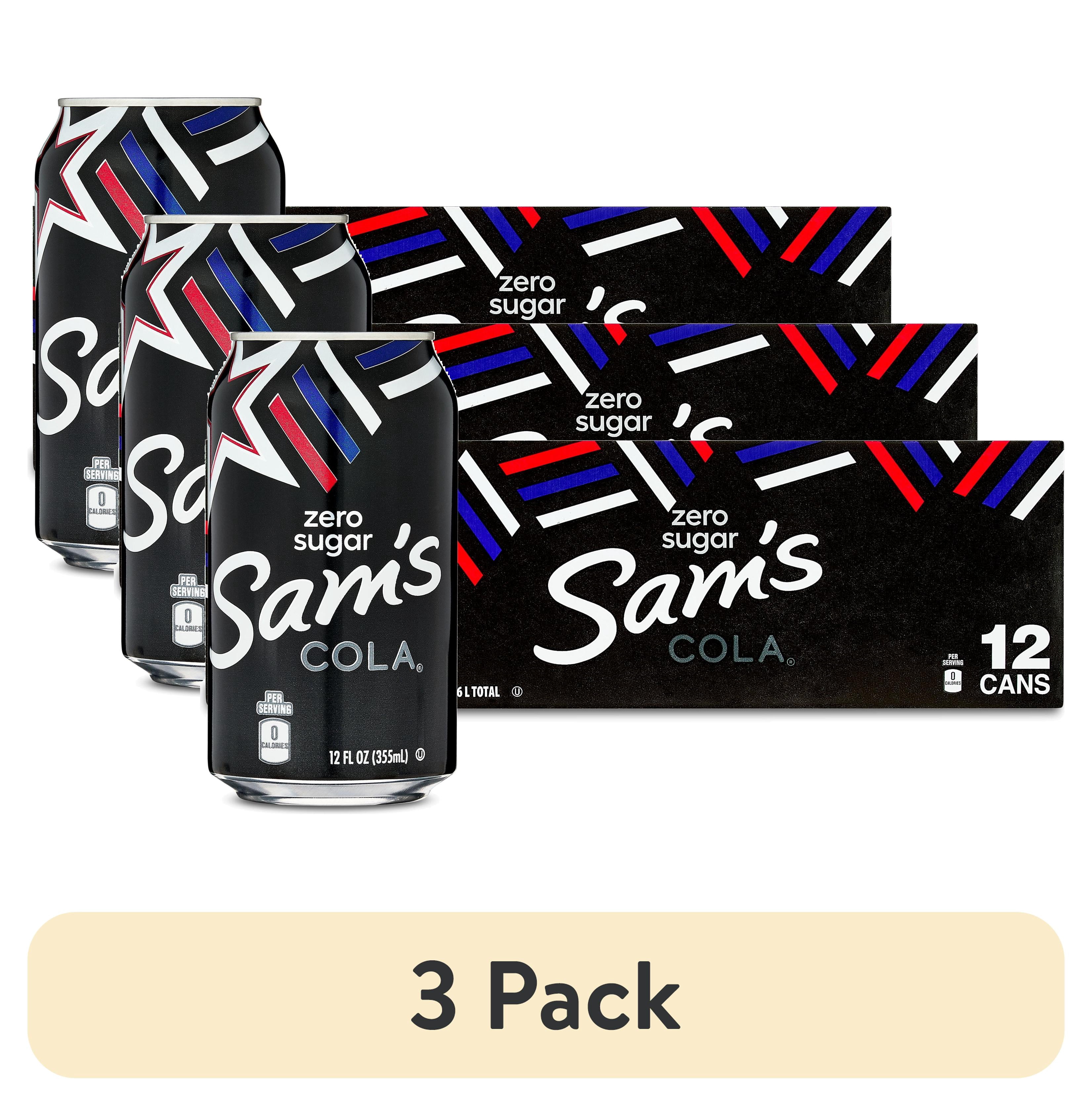 (3 pack) Sam's Zero Sugar Cola Soda Pop, 12 Pack, 12 fl oz Cans