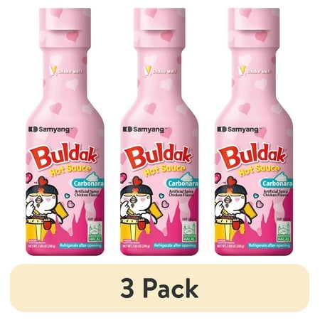 (3 pack) Samyang Buldak Carbonara Spicy Chicken Hot Sauce, 7.05 oz Bottle