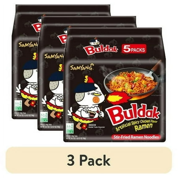 (3 pack) Samyang Spicy Hot Chicken Flavor Instant Ramen, 4.94 oz, 5 pack