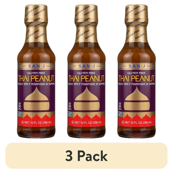 (3 pack) San J Cooking Sauce Thai Peanut, 10 Fl Oz