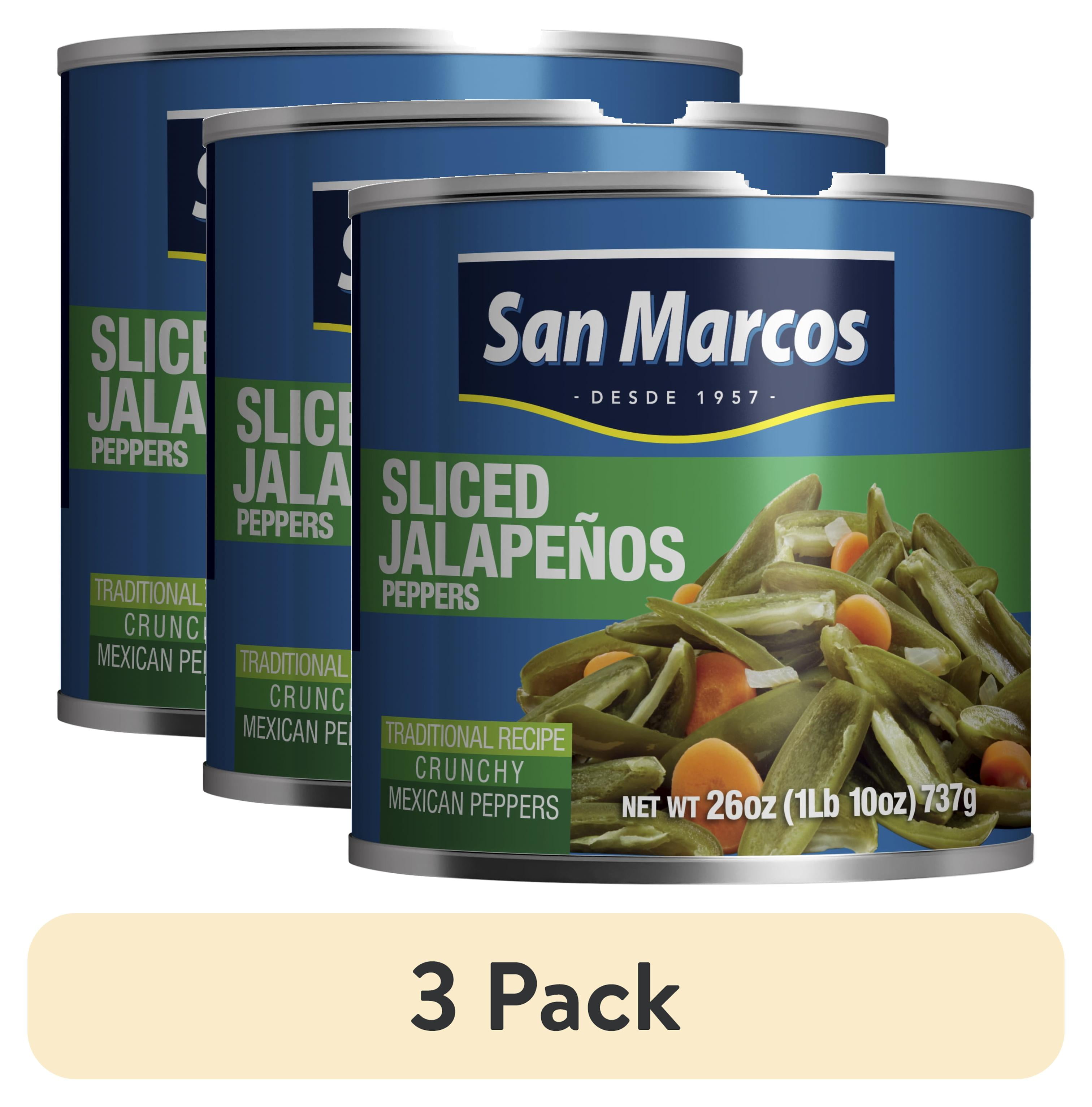 (3 pack) San Marcos Shelf Stable  Sliced Jalapenos, 26 oz Can