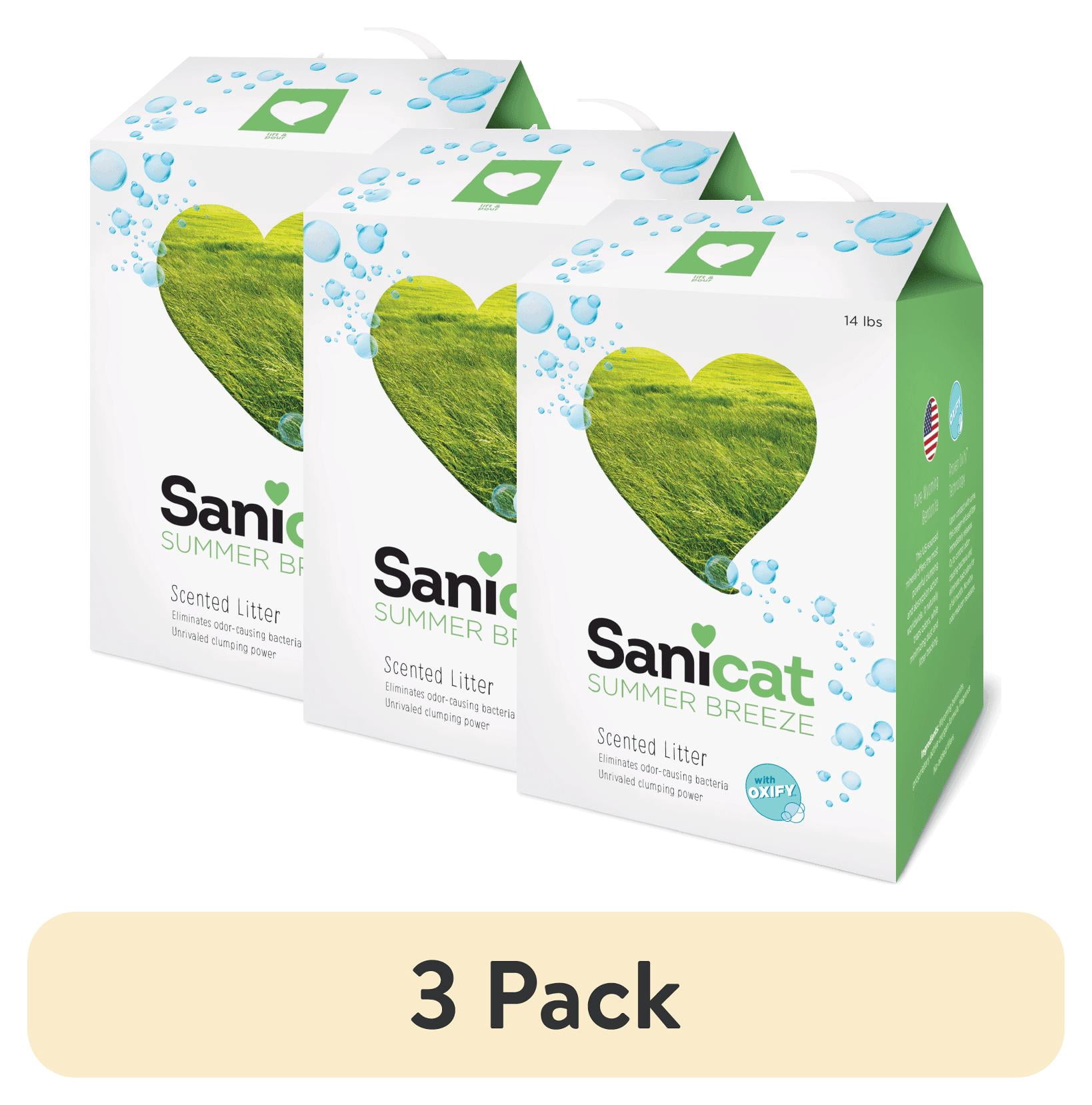 (3 pack) Sanicat Summer Breeze Clumping Cat Litter with Oxify, 14 lb. Box