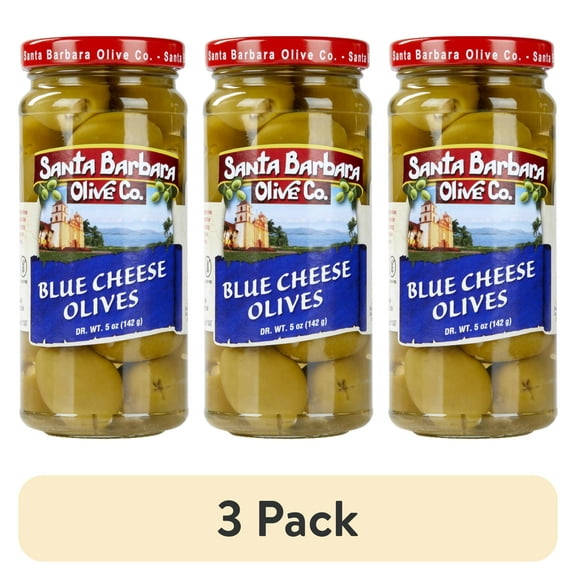 (3 pack) Santa Barbara Bleu Cheese Stuffed Olives, 5 oz