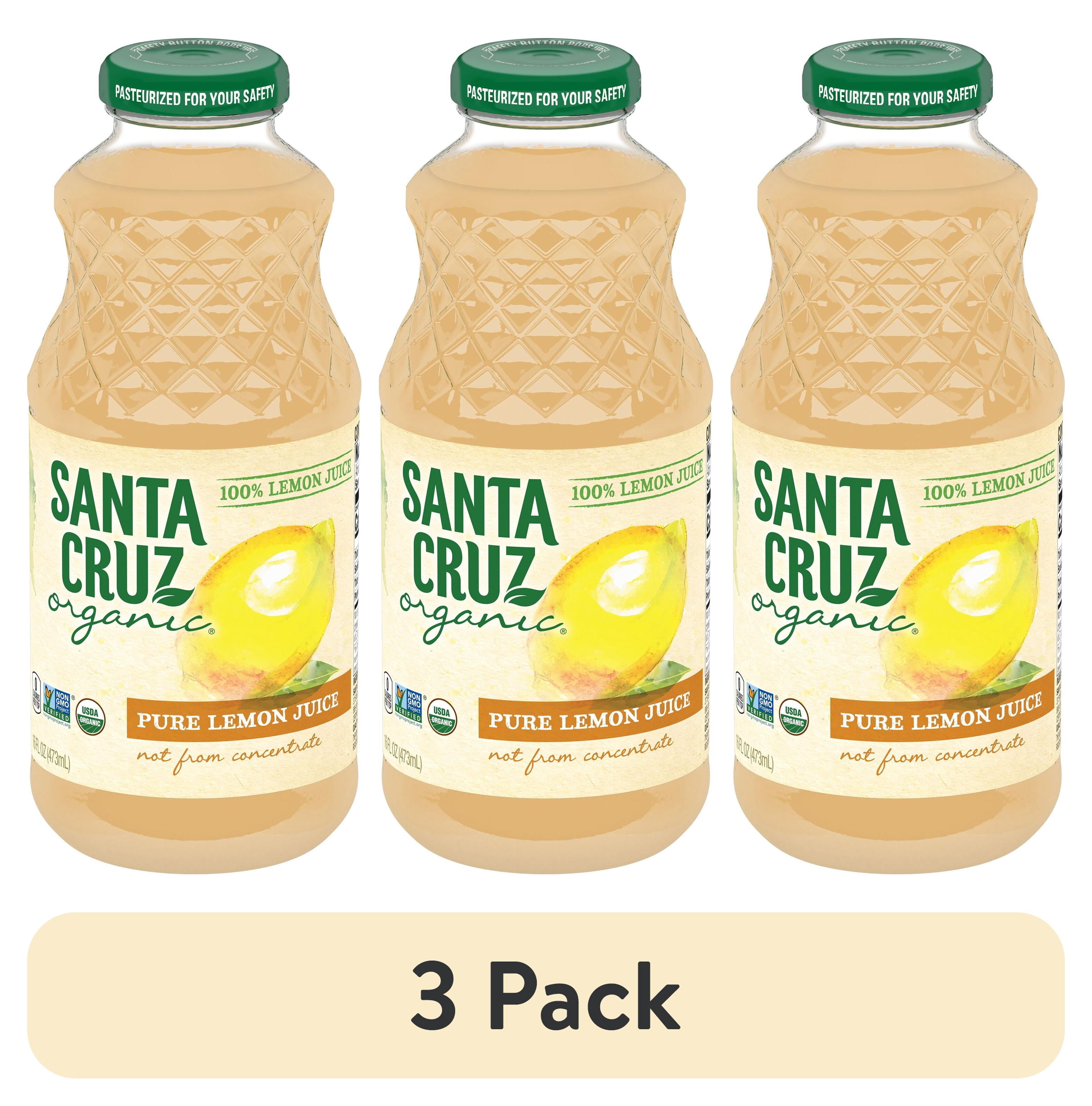 (3 pack) Santa Cruz Organic 100% Pure Lemon Juice, 16 Fluid Ounces