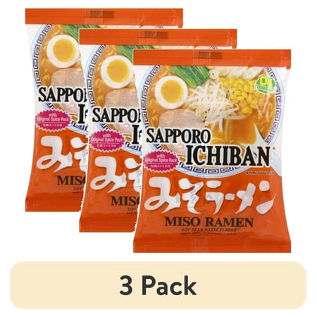 (3 pack) Sapporo Ichiban Miso Ramen, 3.55 oz