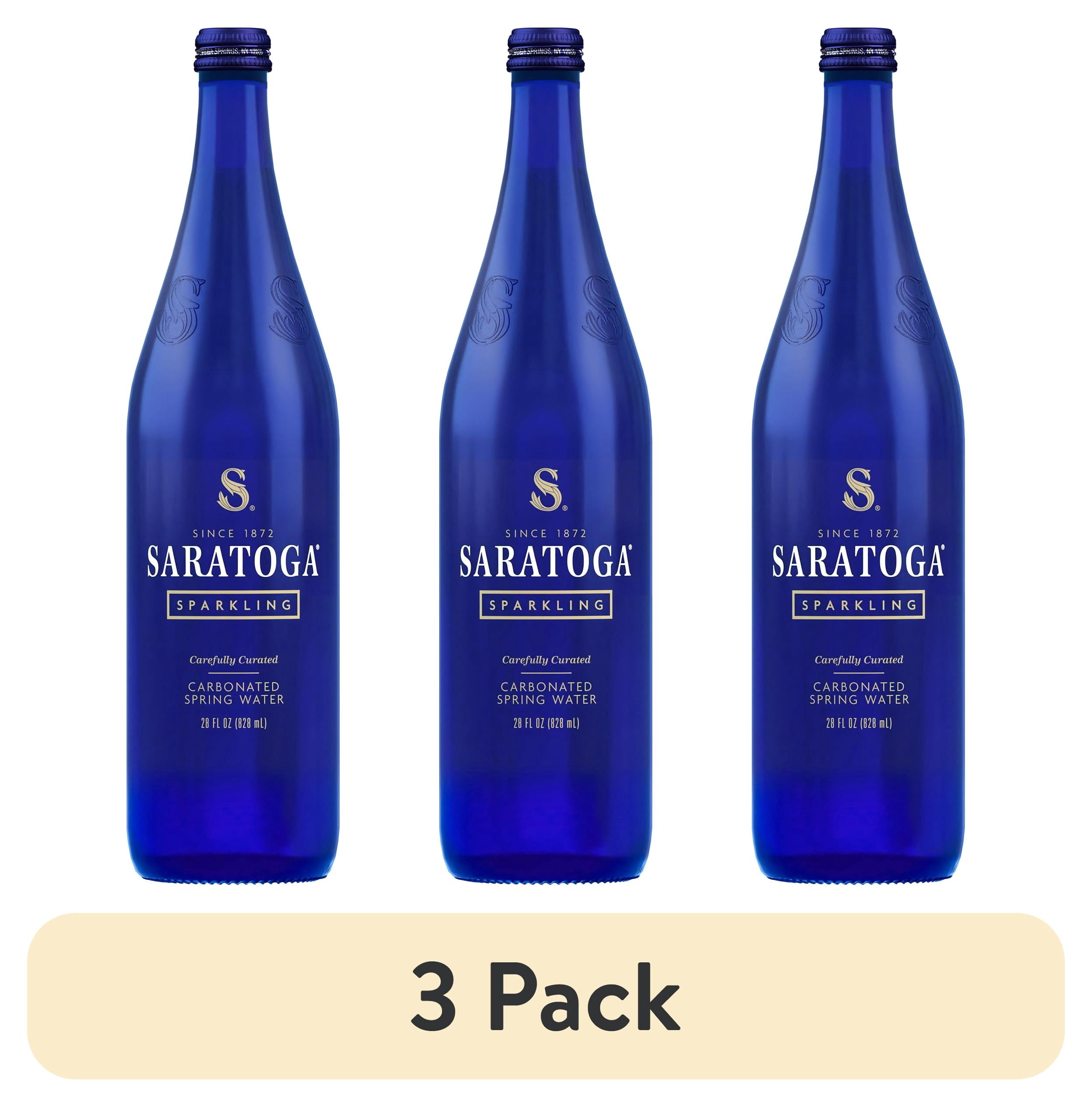 (3 pack) Saratoga Sparkling Spring Water, 28 fl oz, Single Glass Bottle