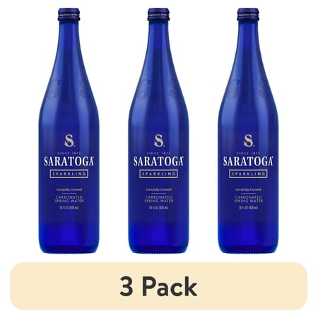 (3 pack) Saratoga Sparkling Spring Water, 28 fl oz, Single Glass Bottle