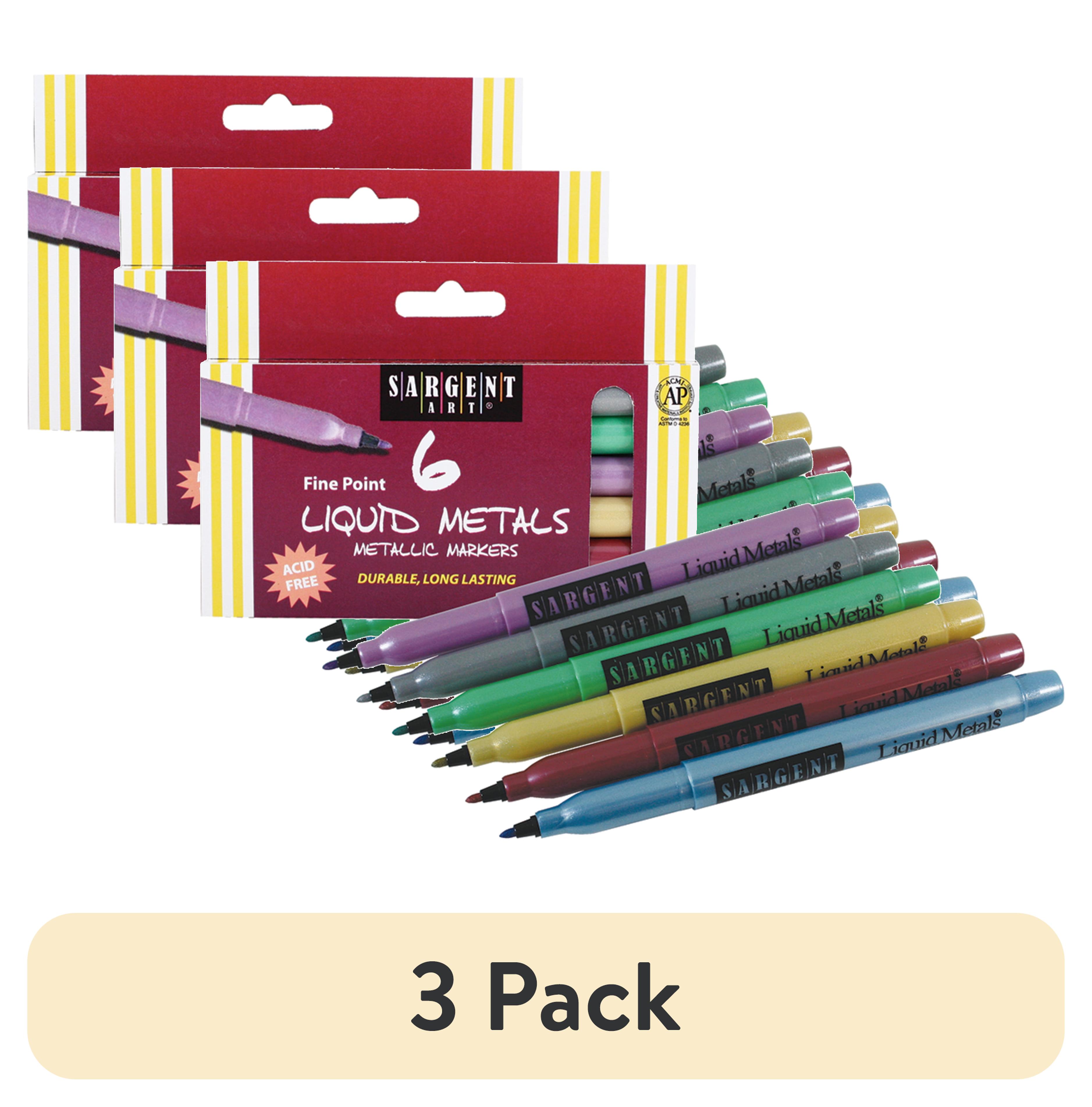 Sargent Art Liquid Metals Washable Metallic Marker Set, 6-Colors