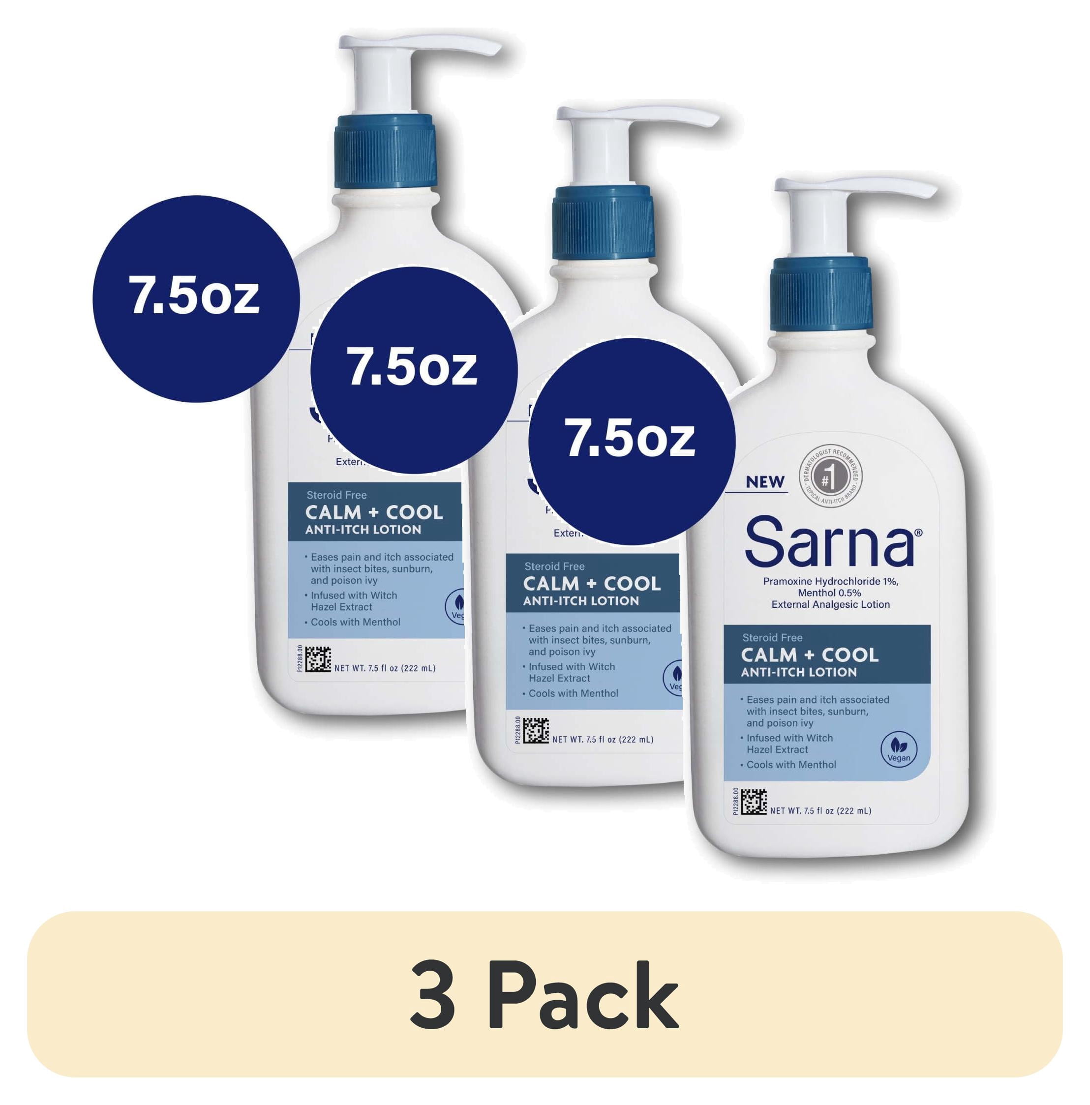 (3 pack) Sarna Calm + Cool Anti-Itch Lotion, Steroid-Free, Vegan, 7.5oz