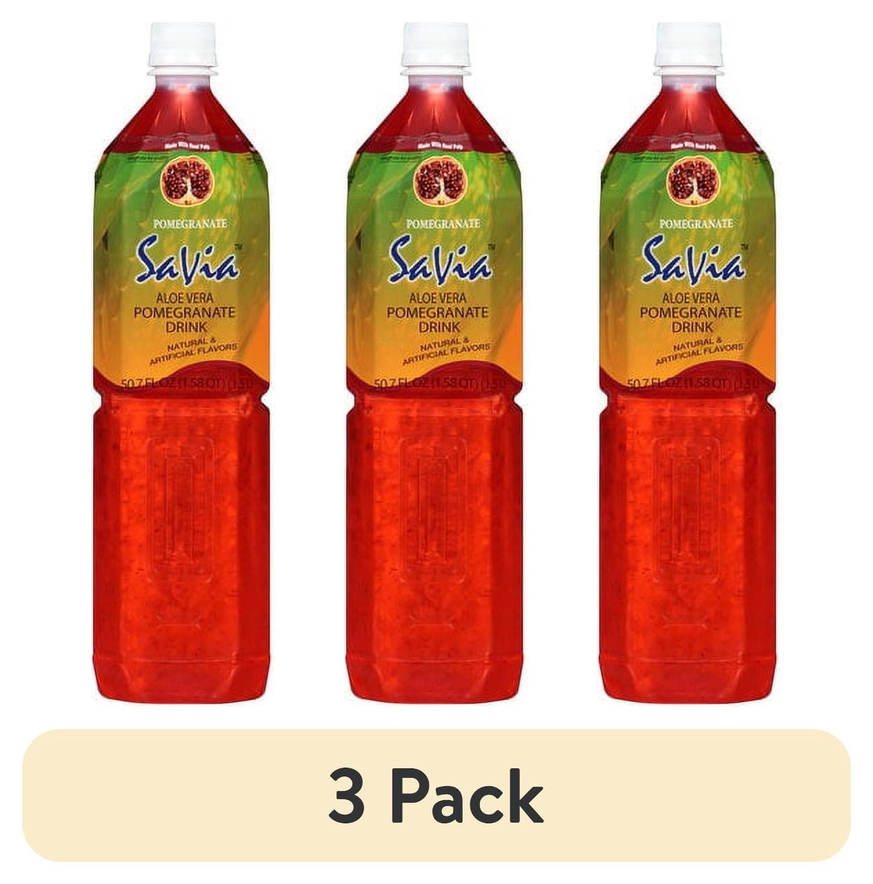 (3 pack) Savia Aloe Vera Drink, Pomegranate, 50.7 Fl Oz