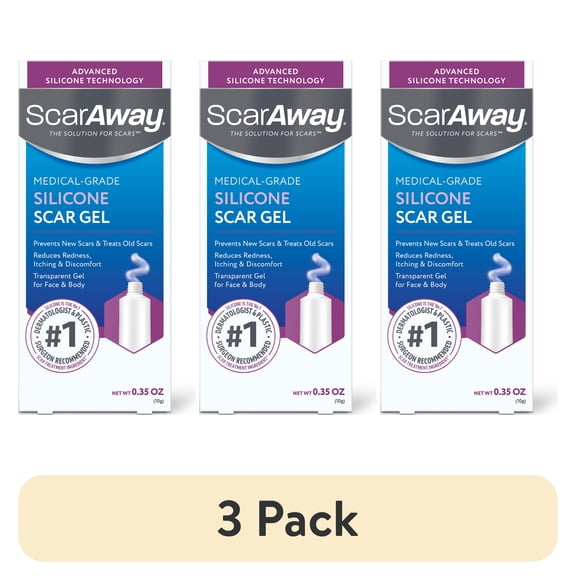 (3 pack) ScarAway Advanced Skincare 100 Percent Medical Grade Silicone Scar Gel, 3 Month Supply