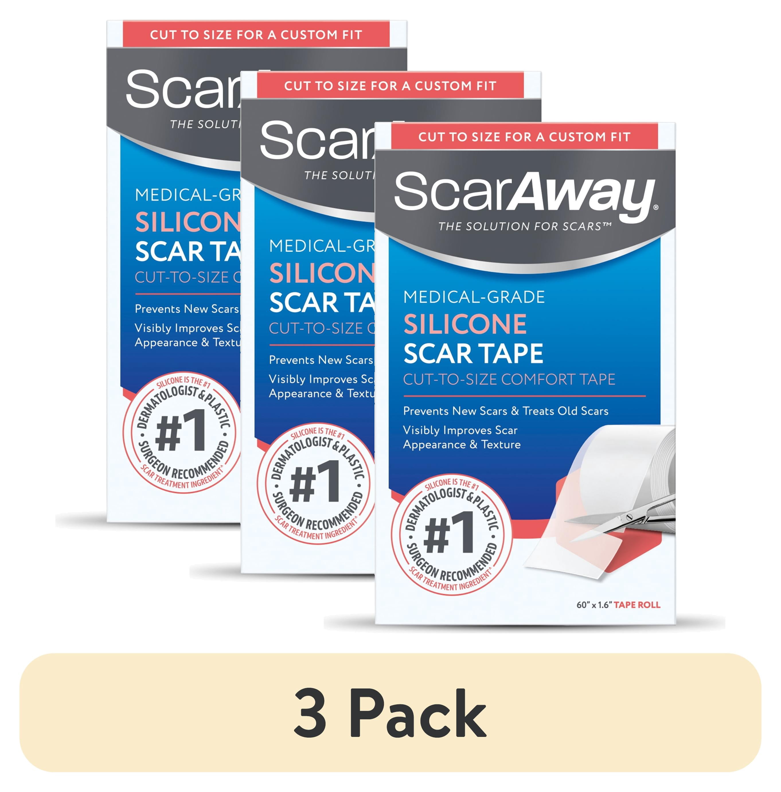 (3 pack) ScarAway Clear Silicone Scar Tape, Medical Grade Cut-to-Size Silicone Strip for Hypertrophic and Keloid Scars, from Surgery, Burns, and more - 60” Roll
