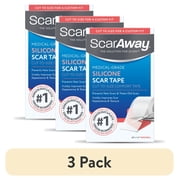3 pack ScarAway Clear Silicone Scar Tape, Medical Grade Cut-to-Size Silicone Strip for Hypertrophic and Keloid Scars, from Surgery, Burns, and more - 60  Roll