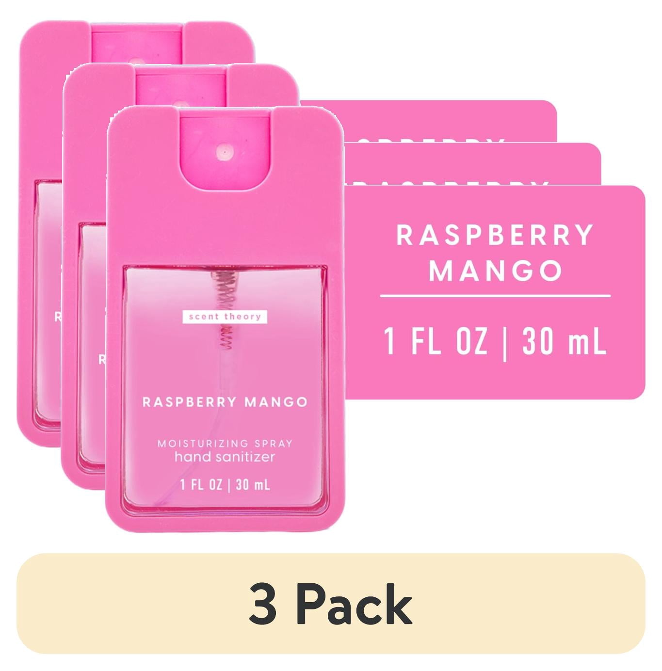2 pack) Scent Theory Hand Sanitizer Spray, Raspberry Mango, 1 fl
