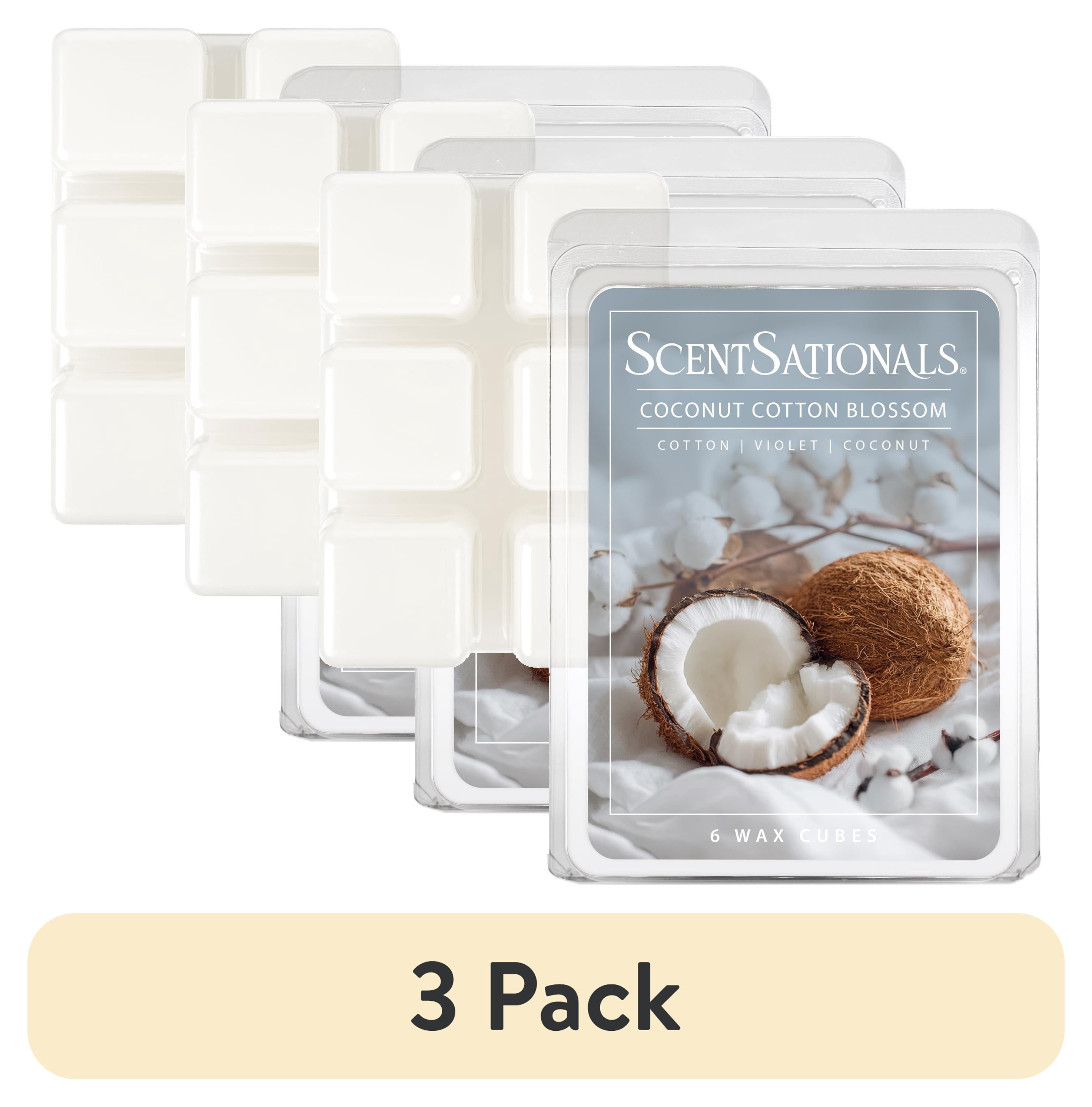 (3 pack) Coconut Cotton Blossom Scented Wax Melts, ScentSationals, 2.5 oz
