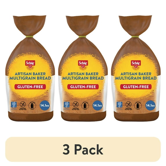 (3 pack) Schar Gluten Free Artisan Baker Multigrain Sourdough Bread Loaf, Regular, Shelf-Stable, 14.1 oz