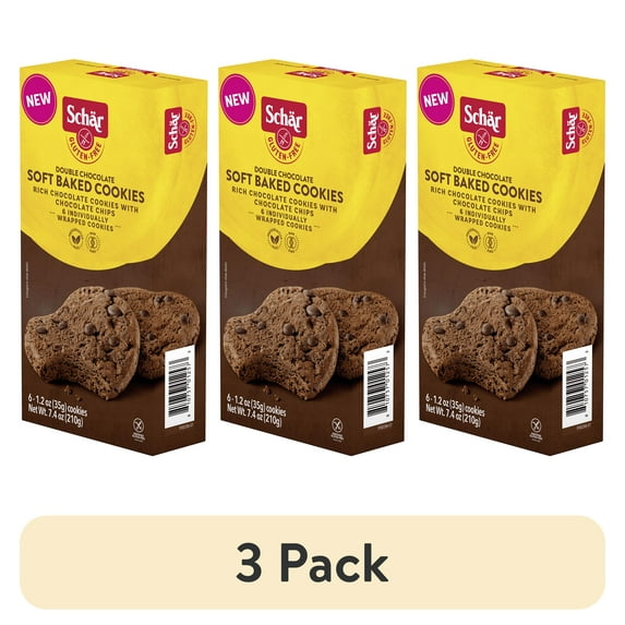 (3 pack) Schar Gluten Free Double Chocolate Soft Baked Cookies, Gluten Free Cookies, 7.4 oz