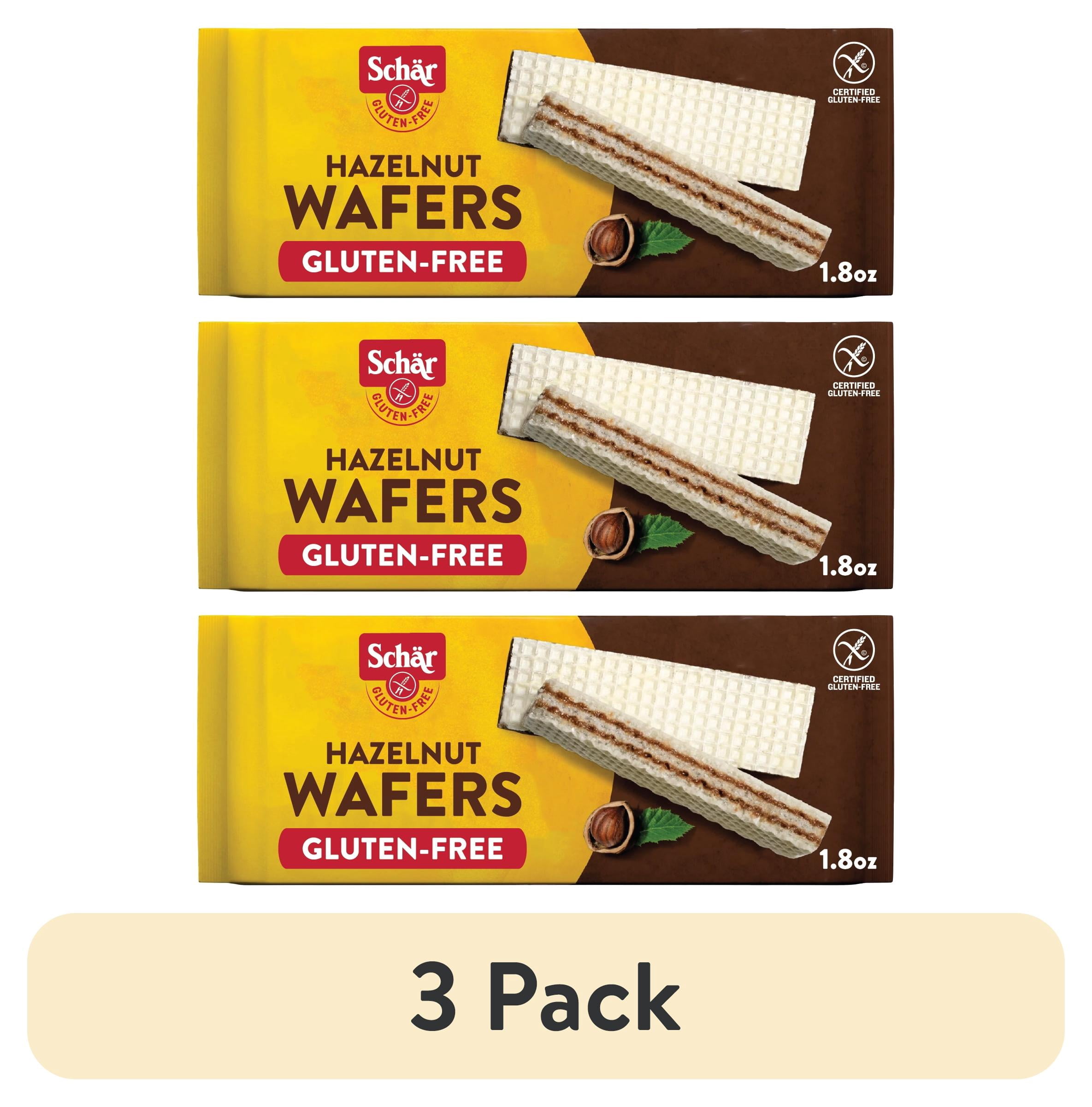 (3 pack) Schar Gluten-Free Hazelnut Wafers Cookies, Foil-Sealed Bag, 1.8oz