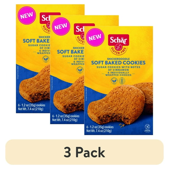(3 pack) Schar Gluten Free Snickerdoodle Soft Baked Cookies, Gluten Free Cookies, 7.4 oz