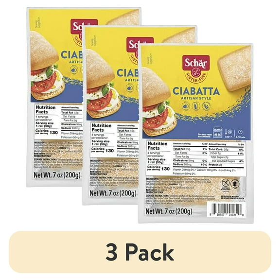 (3 pack) Schar's Gluten Free Ciabatta Rolls - Case of 6