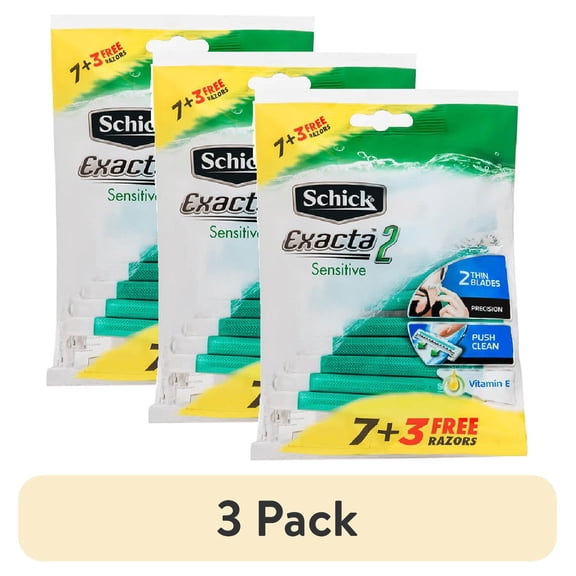 (3 pack) Schick Exacta 2 Sensitive Disposable Razors, 10 ct