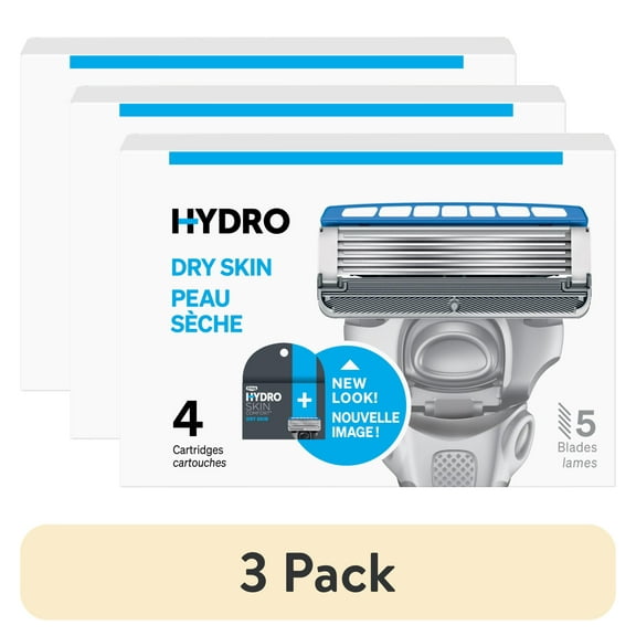 (3 pack) Schick Hydro Skin Comfort Dry Skin 5-Blade Men's Razor Refills, 4 Ct